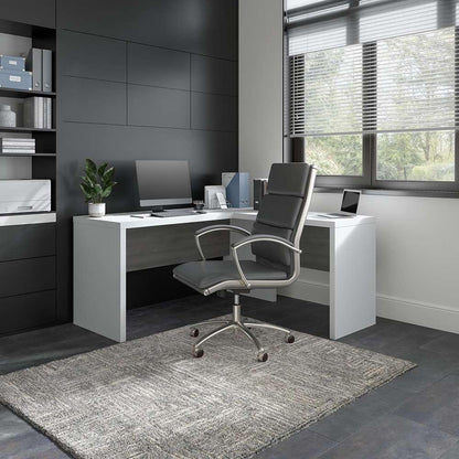 Bush Business Furniture - Echo L Shaped Desk in Pure White and Modern Gray - ECH026WHMG veiw 2