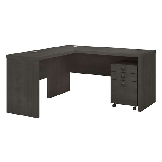 Bush Business Furniture - Echo L Shaped Desk with Mobile File Cabinet in Charcoal Maple - ECH008CM veiw 1