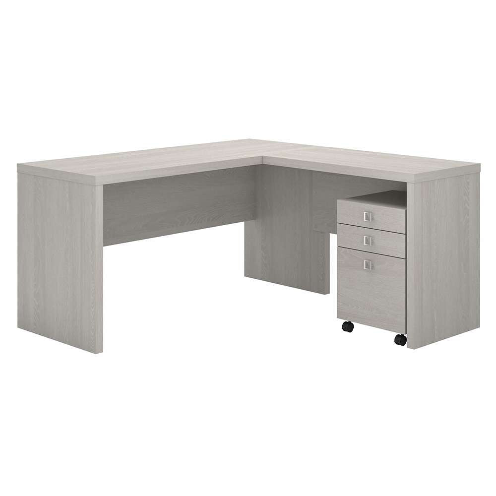Bush Business Furniture - Echo L Shaped Desk with Mobile File Cabinet in Gray Sand - ECH008GS veiw 1