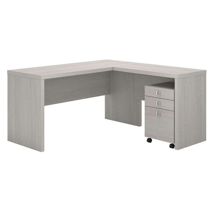 Bush Business Furniture - Echo L Shaped Desk with Mobile File Cabinet in Gray Sand - ECH008GS veiw 1