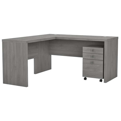 Bush Business Furniture - Echo L Shaped Desk with Mobile File Cabinet in Modern Gray - ECH008MG veiw 1