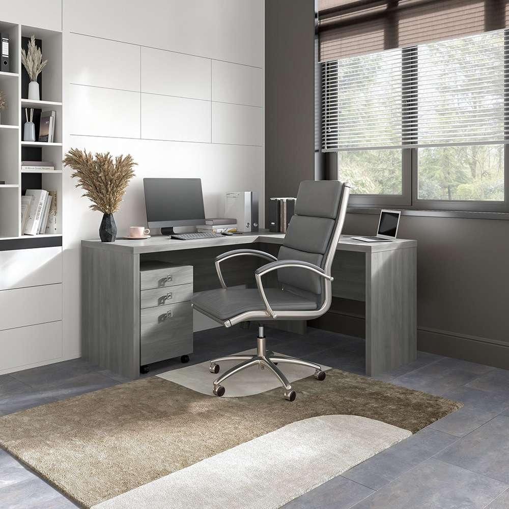 Bush Business Furniture - Echo L Shaped Desk with Mobile File Cabinet in Modern Gray - ECH008MG veiw 2
