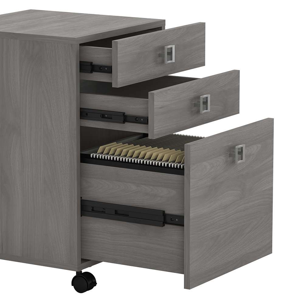 Bush Business Furniture - Echo L Shaped Desk with Mobile File Cabinet in Modern Gray - ECH008MG veiw 4
