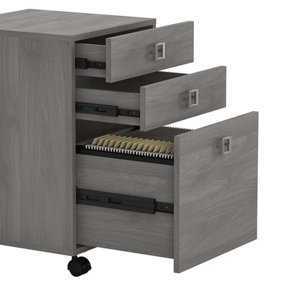 Bush Business Furniture - Echo L Shaped Desk with Mobile File Cabinet in Modern Gray - ECH008MG veiw 4