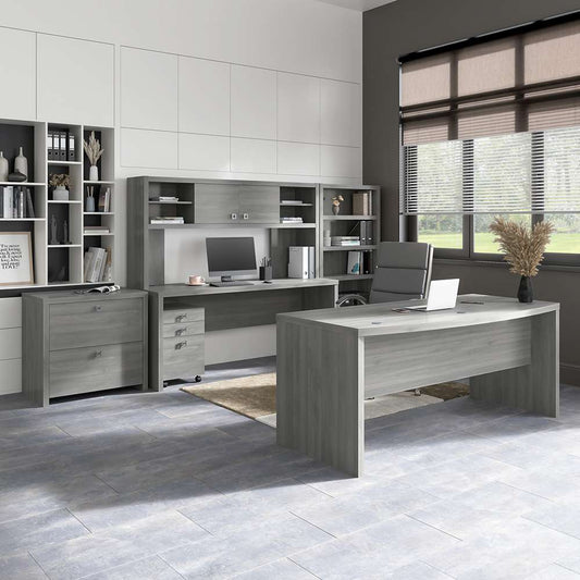 Bush Business Furniture - Echo 72W Computer Desk with 3 Drawer Mobile File Cabinet in Modern Gray - ECH047MG veiw 3