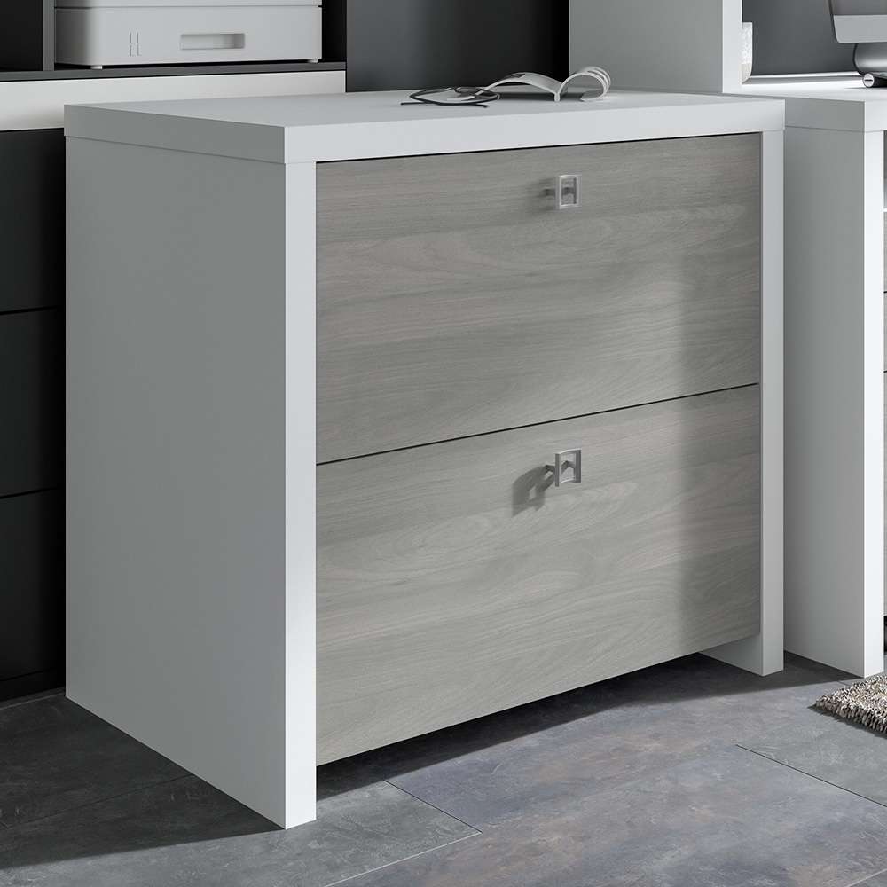 Bush Business Furniture - Echo 2 Drawer Lateral File Cabinet in Pure White and Modern Gray - KI60502-03 veiw 3