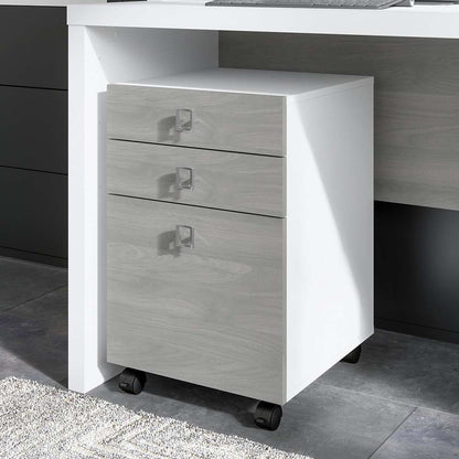 Bush Business Furniture - Echo 3 Drawer Mobile File Cabinet in Pure White and Modern Gray - KI60501-03 veiw 3
