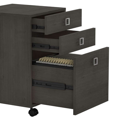 Bush Business Furniture - Echo Bow Front Desk, Credenza with Hutch, Bookcase and File Cabinets in Charcoal Maple - ECH029CM veiw 4