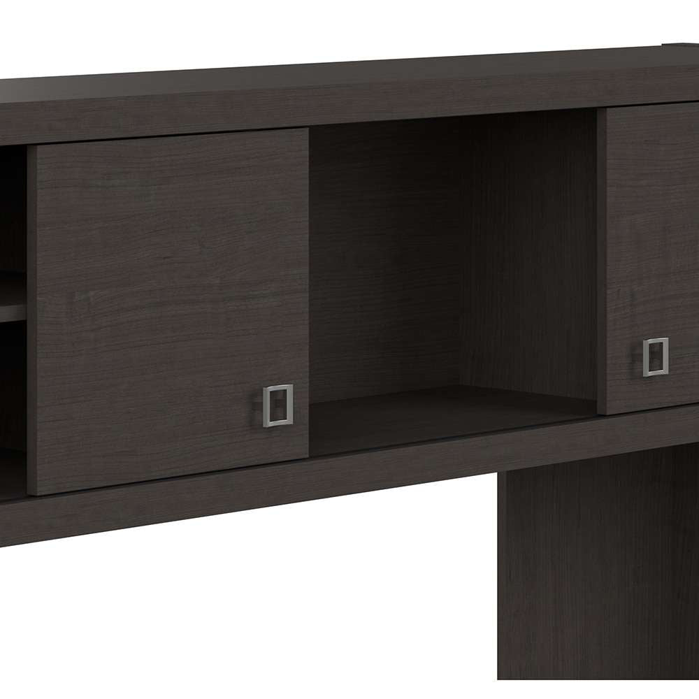 Bush Business Furniture - Echo Bow Front Desk, Credenza with Hutch, Bookcase and File Cabinets in Charcoal Maple - ECH029CM veiw 6