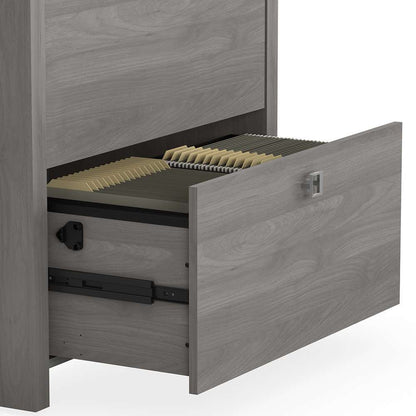 Bush Business Furniture - Echo Bow Front Desk, Credenza with Hutch, Bookcase and File Cabinets in Modern Gray - ECH029MG veiw 5