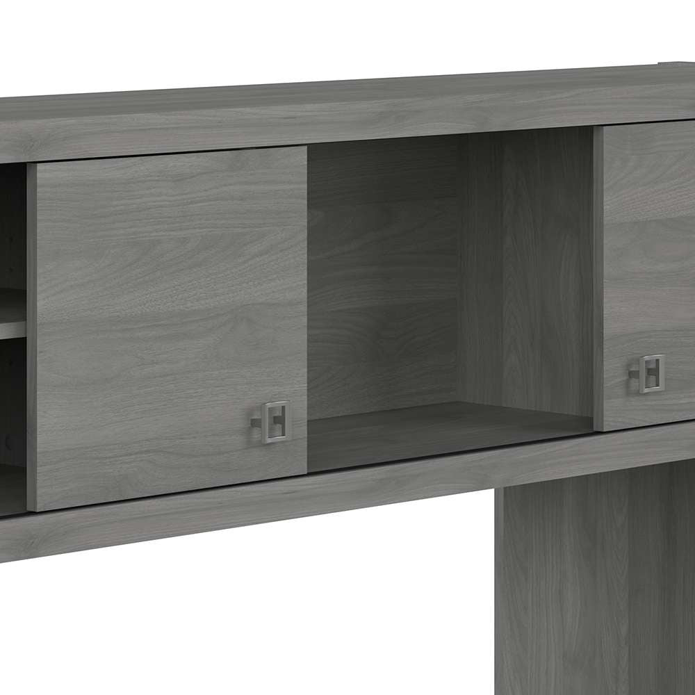 Bush Business Furniture - Echo Bow Front Desk, Credenza with Hutch, Bookcase and File Cabinets in Modern Gray - ECH029MG veiw 6
