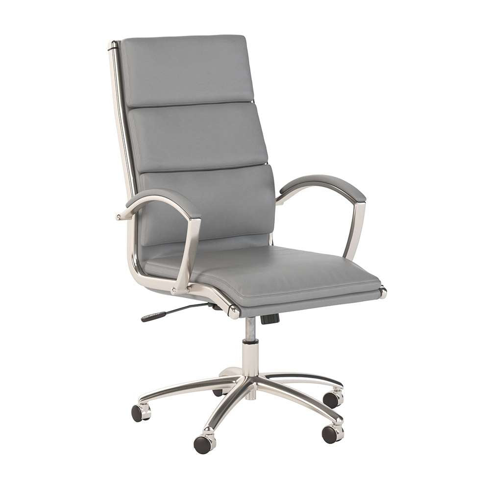 Bush Business Furniture - Echo High Back Leather Executive Chair in Light Gray - ECH035LG veiw 1