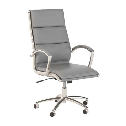 Bush Business Furniture - Echo High Back Leather Executive Chair in Light Gray - ECH035LG veiw 1