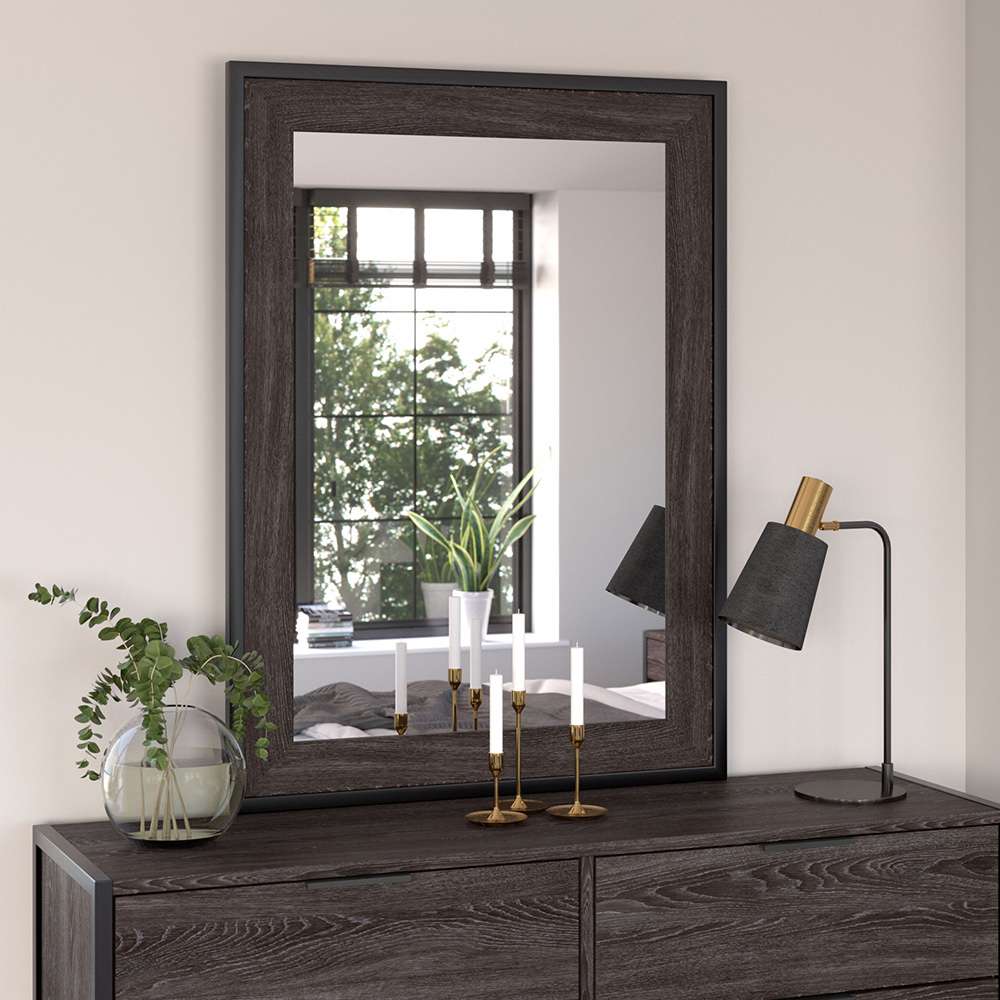 Bush Furniture - Atria Bedroom Mirror in Charcoal Gray - ARA130CR veiw 3