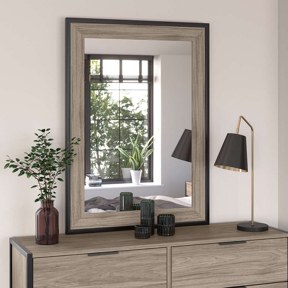 Bush Furniture - Atria Bedroom Mirror in Modern Hickory - ARA130MH veiw 3