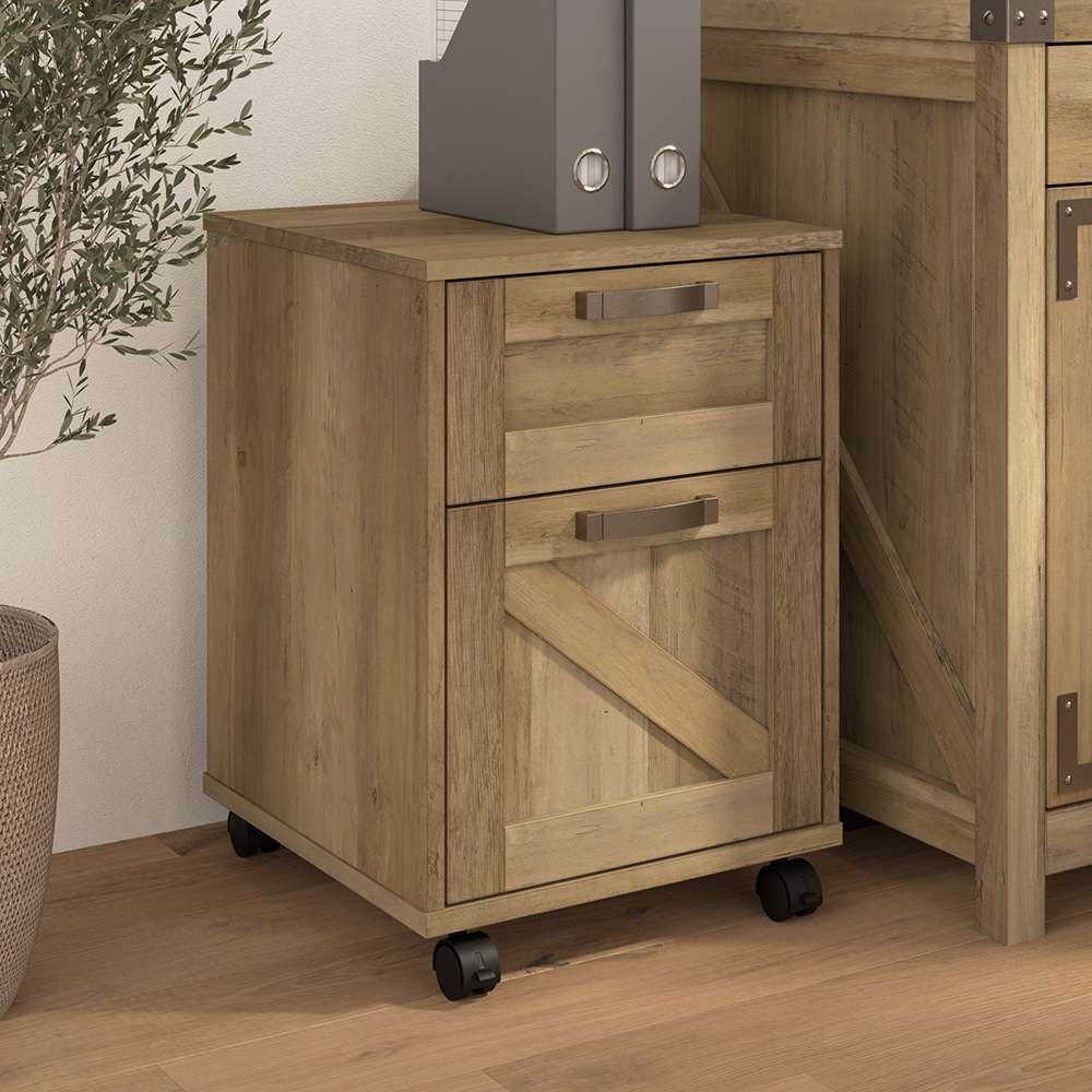 Bush Furniture - Cottage Grove 16W 2 Drawer Mobile Pedestal in Reclaimed Pine - CGF116RCP-03 veiw 3
