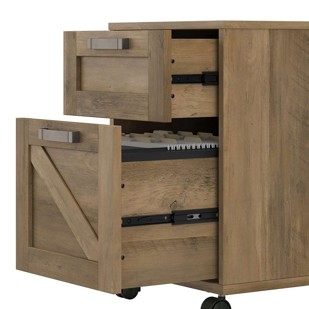 Bush Furniture - Cottage Grove 16W 2 Drawer Mobile Pedestal in Reclaimed Pine - CGF116RCP-03 veiw 4