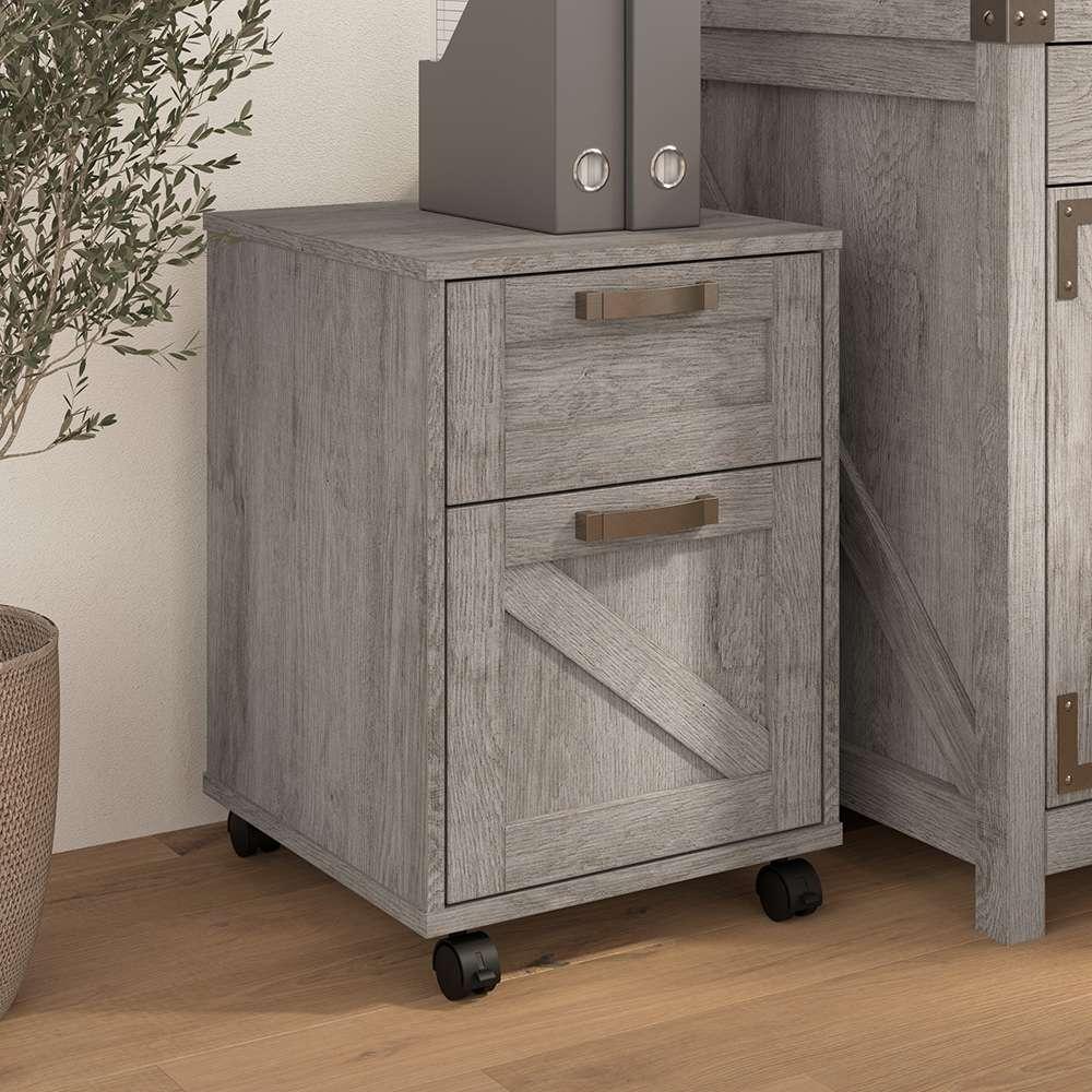 Bush Furniture - Cottage Grove 16W 2 Drawer Mobile Pedestal in Restored Gray - CGF116RTG-03 veiw 3
