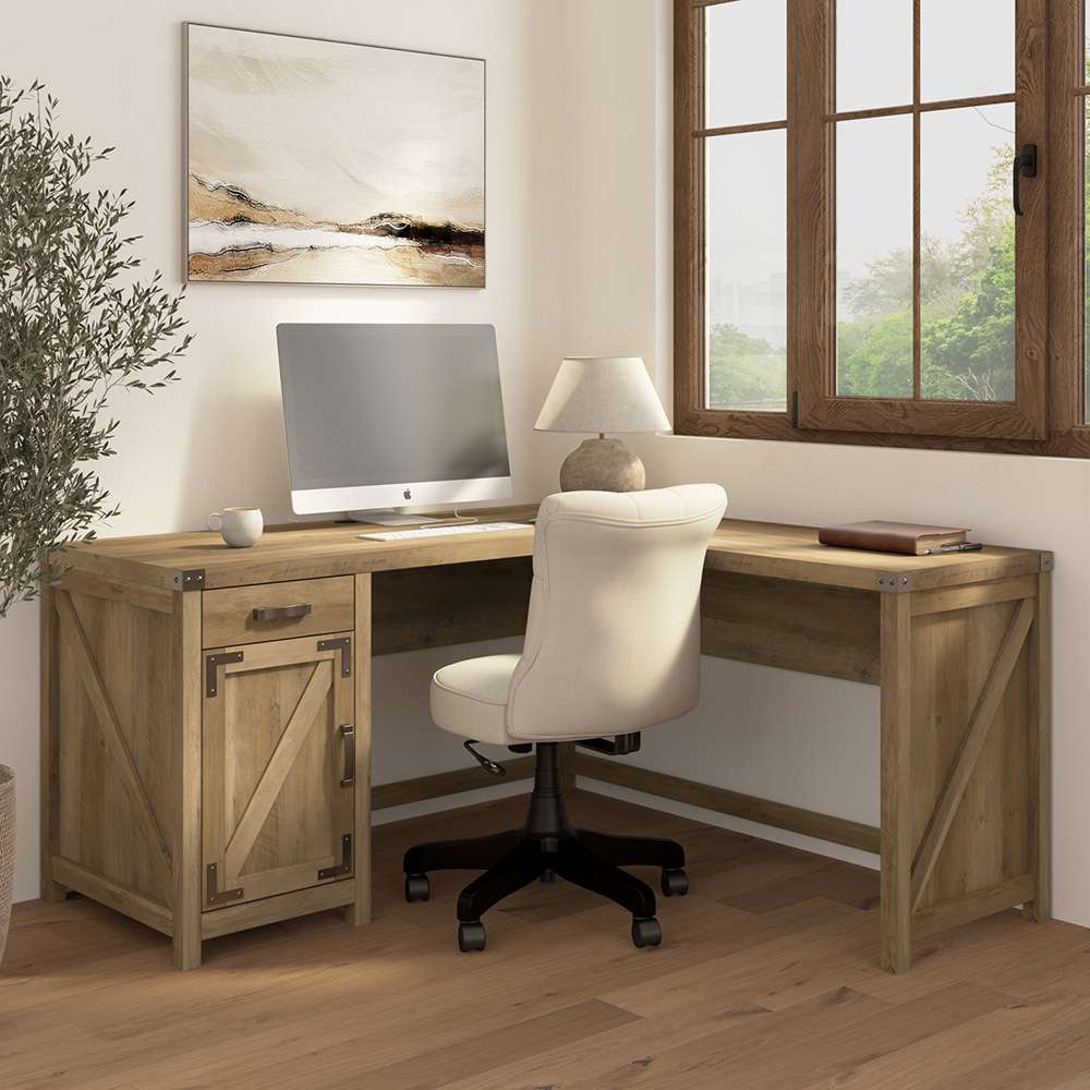Bush Furniture - Cottage Grove 60W L Desk in Reclaimed Pine - CGD160RCP-03 veiw 3