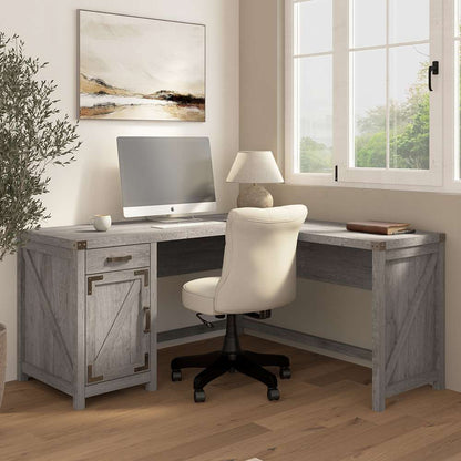 Bush Furniture - Cottage Grove 60W L Desk in Restored Gray - CGD160RTG-03 veiw 3