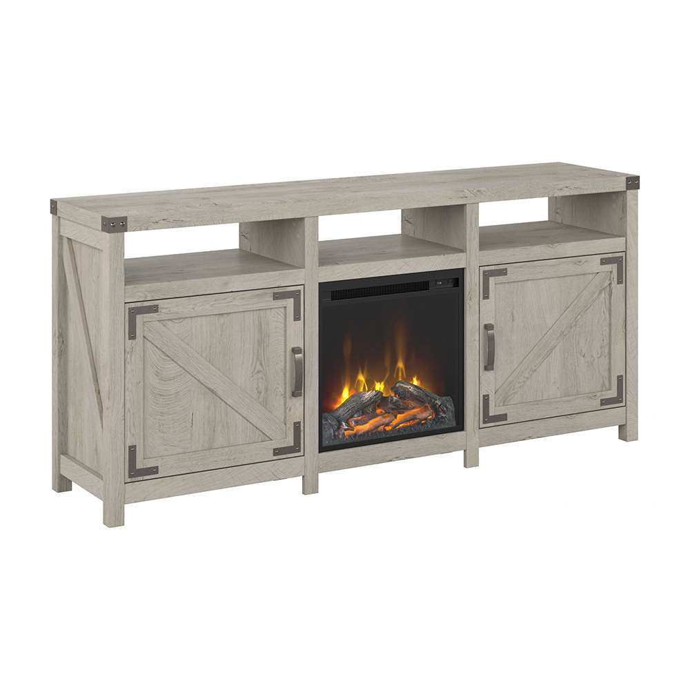 Bush Furniture - Cottage Grove 65W Electric Fireplace TV Stand for 70 Inch TV in Cottage White - CGR019CWH veiw 1