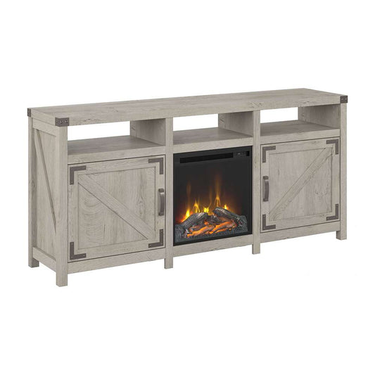Bush Furniture - Cottage Grove 65W Electric Fireplace TV Stand for 70 Inch TV in Cottage White - CGR019CWH veiw 1
