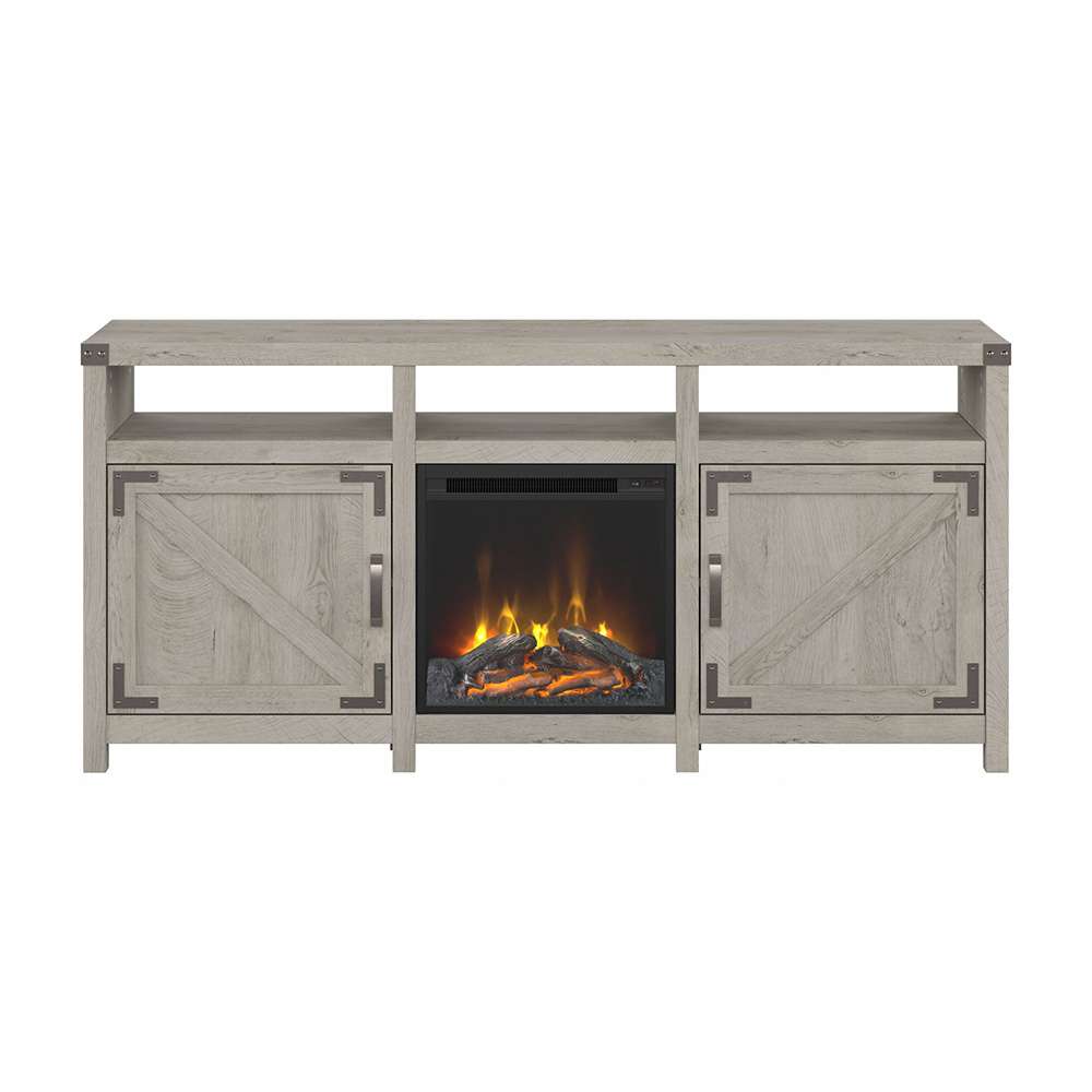 Bush Furniture - Cottage Grove 65W Electric Fireplace TV Stand for 70 Inch TV in Cottage White - CGR019CWH veiw 2