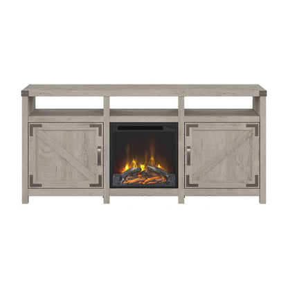 Bush Furniture - Cottage Grove 65W Electric Fireplace TV Stand for 70 Inch TV in Cottage White - CGR019CWH veiw 2