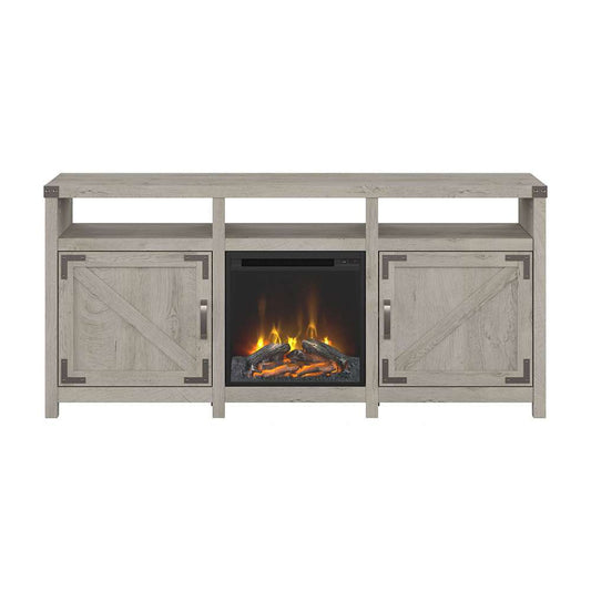 Bush Furniture - Cottage Grove 65W Electric Fireplace TV Stand for 70 Inch TV in Cottage White - CGR019CWH veiw 2