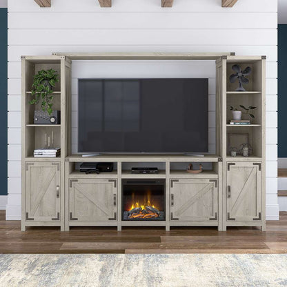 Bush Furniture - Cottage Grove 65W Electric Fireplace TV Stand for 70 Inch TV in Cottage White - CGR019CWH veiw 4