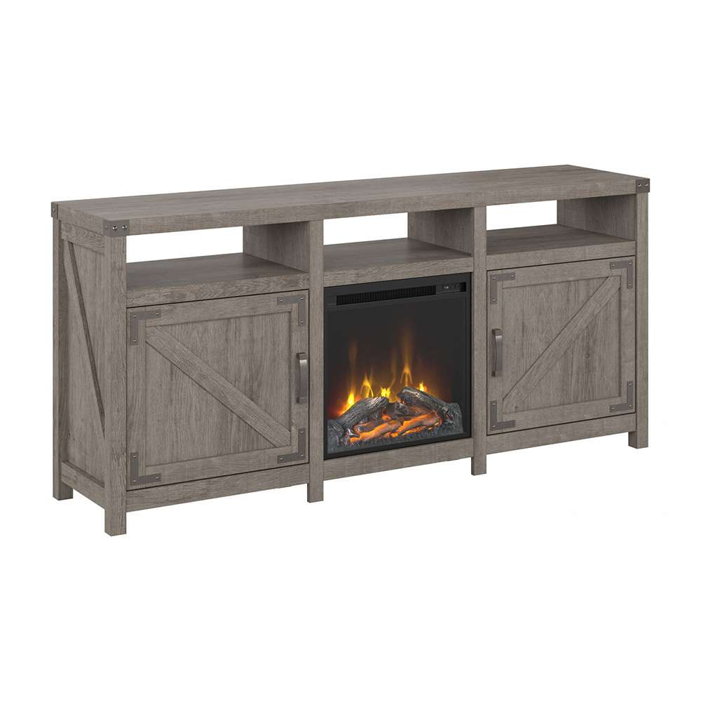 Bush Furniture - Cottage Grove 65W Electric Fireplace TV Stand for 70 Inch TV in Restored Gray - CGR019RTG veiw 1