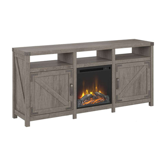 Bush Furniture - Cottage Grove 65W Electric Fireplace TV Stand for 70 Inch TV in Restored Gray - CGR019RTG veiw 1