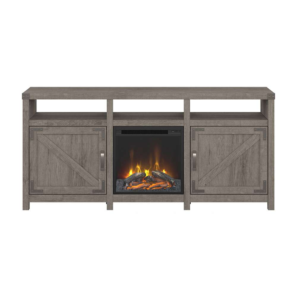 Bush Furniture - Cottage Grove 65W Electric Fireplace TV Stand for 70 Inch TV in Restored Gray - CGR019RTG veiw 2