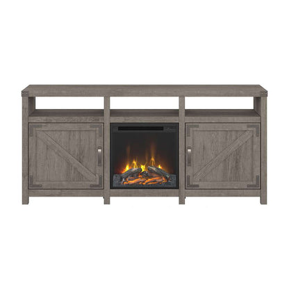 Bush Furniture - Cottage Grove 65W Electric Fireplace TV Stand for 70 Inch TV in Restored Gray - CGR019RTG veiw 2