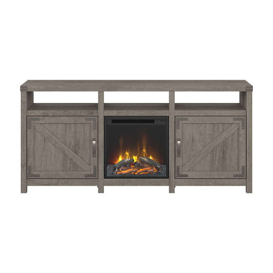 Bush Furniture - Cottage Grove 65W Electric Fireplace TV Stand for 70 Inch TV in Restored Gray - CGR019RTG veiw 2