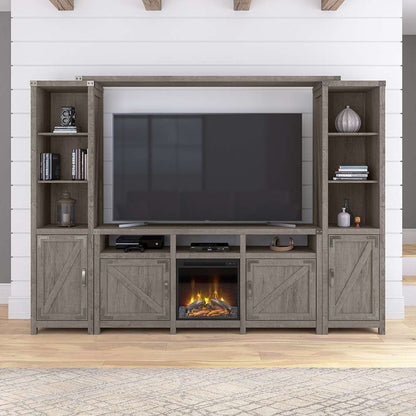Bush Furniture - Cottage Grove 65W Electric Fireplace TV Stand for 70 Inch TV in Restored Gray - CGR019RTG veiw 4