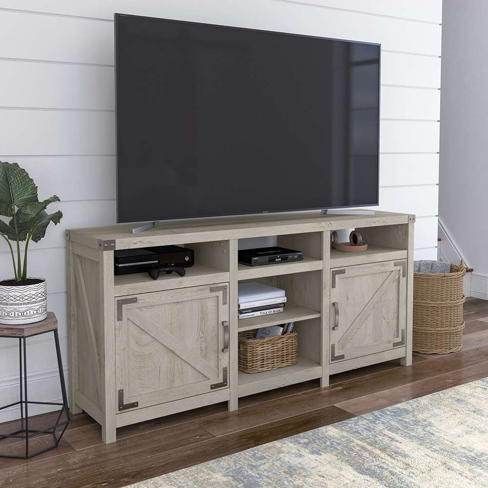Bush Furniture - Cottage Grove 65W Farmhouse TV Stand for 70 Inch TV in Cottage White - CGV265CWH-03 veiw 3
