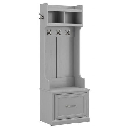 Bush Furniture - Woodland 24W Hall Tree and Small Shoe Bench with Drawer in Cape Cod Gray - WDL007CG veiw 1