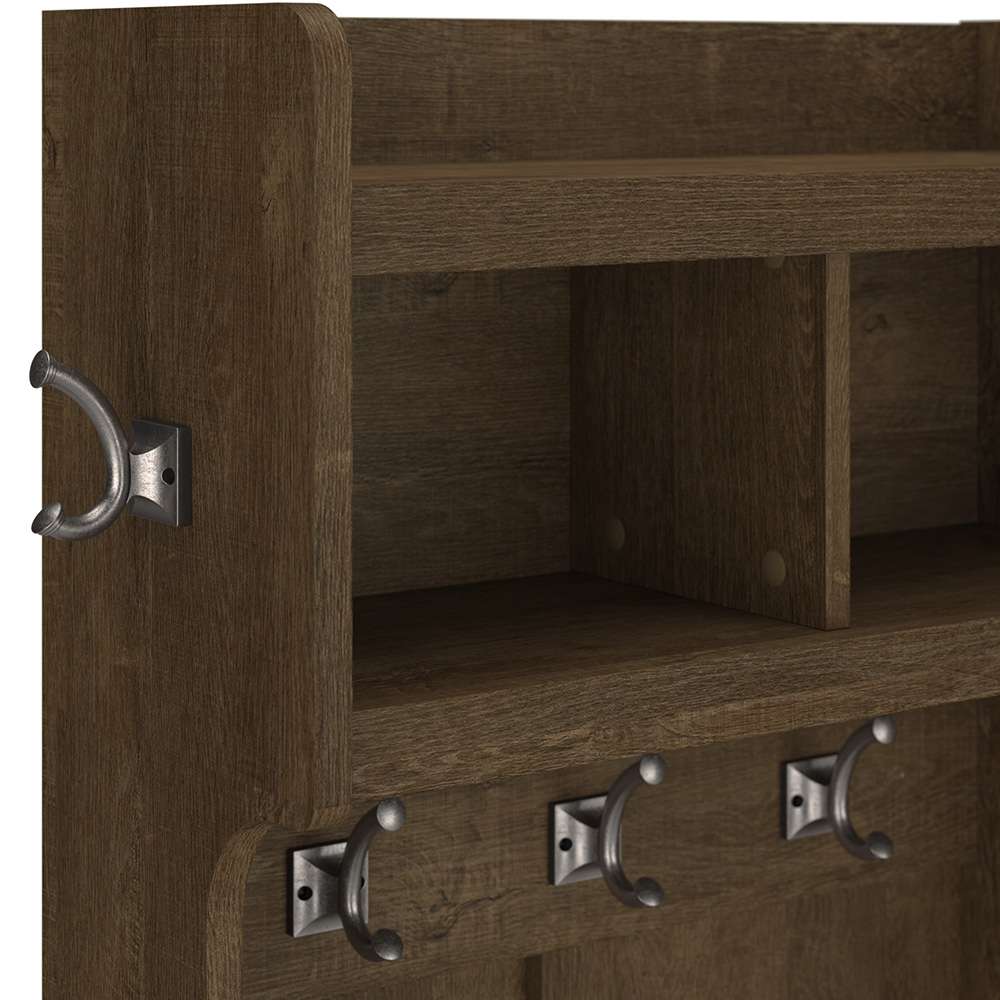 Bush Furniture - Woodland 24W Hall Tree and Small Shoe Bench with Shelves in Ash Brown - WDL008ABR veiw 5