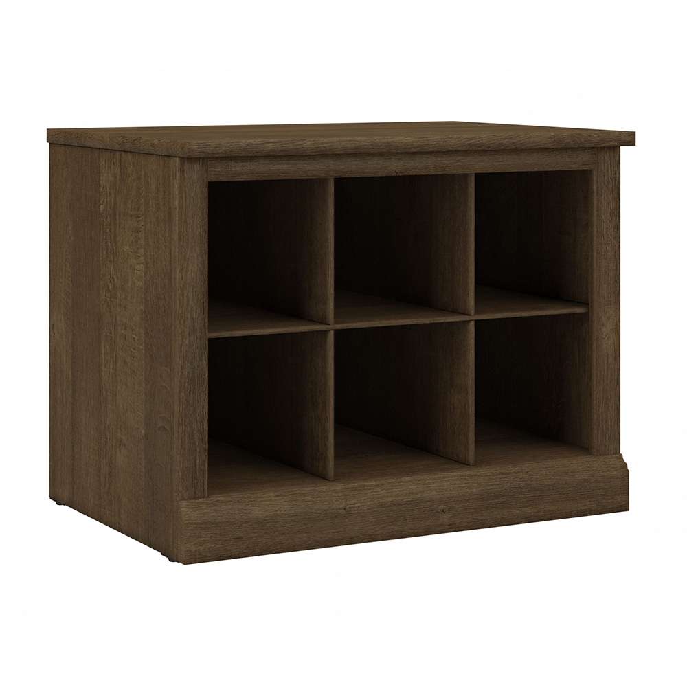 Bush Furniture - Woodland 24W Small Shoe Bench with Shelves in Ash Brown - WDS224ABR-03 veiw 1