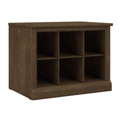 Bush Furniture - Woodland 24W Small Shoe Bench with Shelves in Ash Brown - WDS224ABR-03 veiw 1