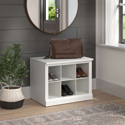 Bush Furniture - Woodland 24W Small Shoe Bench with Shelves in White Ash - WDS224WAS-03 veiw 3