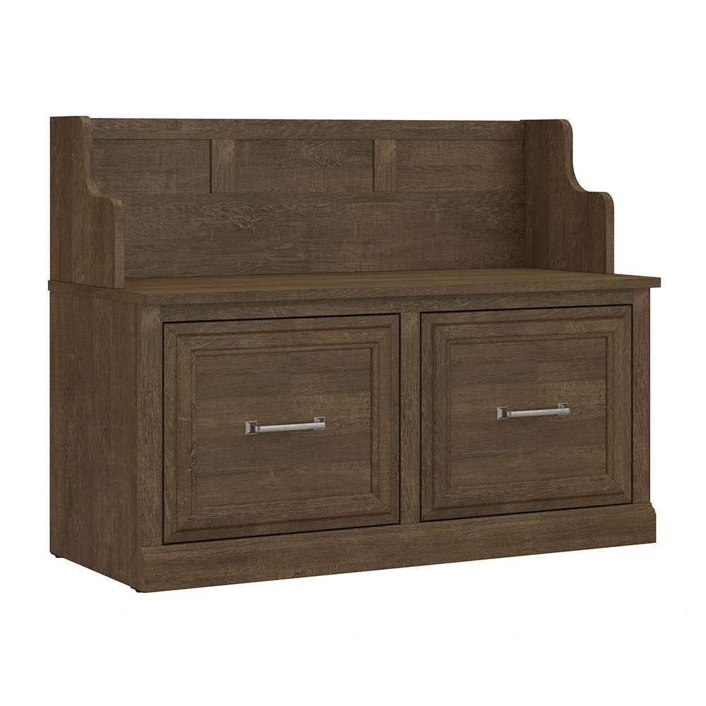 Bush Furniture - Woodland 40W Entryway Bench with Doors in Ash Brown - WDL005ABR veiw 1
