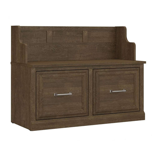 Bush Furniture - Woodland 40W Entryway Bench with Doors in Ash Brown - WDL005ABR veiw 1