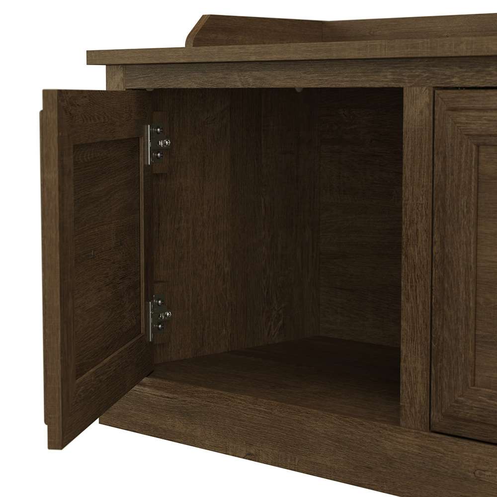 Bush Furniture - Woodland 40W Entryway Bench with Doors in Ash Brown - WDL005ABR veiw 4
