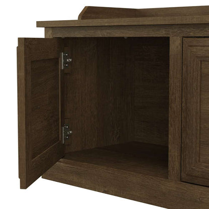 Bush Furniture - Woodland 40W Entryway Bench with Doors in Ash Brown - WDL005ABR veiw 4