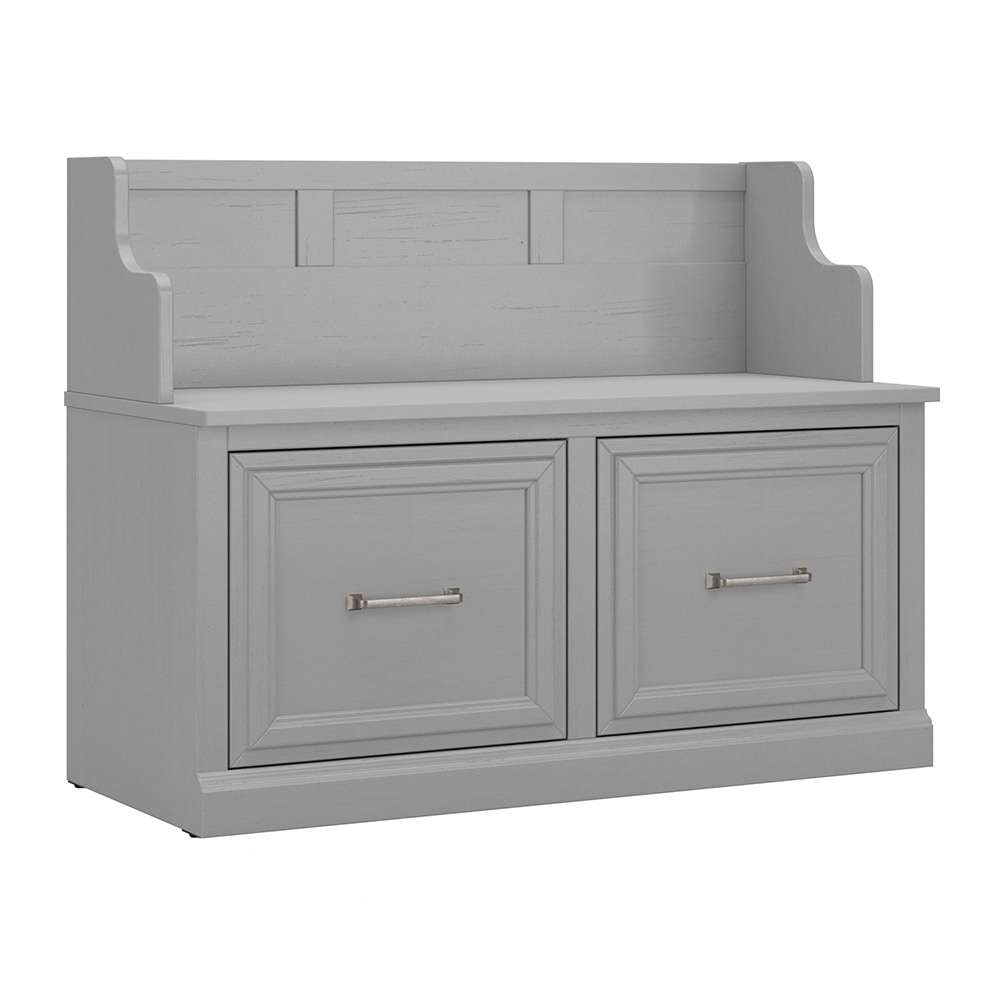 Bush Furniture - Woodland 40W Entryway Bench with Doors in Cape Cod Gray - WDL005CG veiw 1