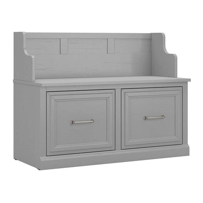 Bush Furniture - Woodland 40W Entryway Bench with Doors in Cape Cod Gray - WDL005CG veiw 1
