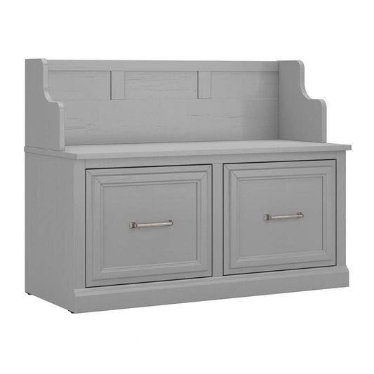 Bush Furniture - Woodland 40W Entryway Bench with Doors in Cape Cod Gray - WDL005CG veiw 1