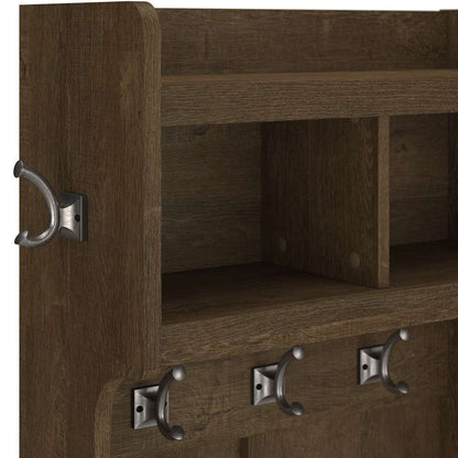 Bush Furniture - Woodland 40W Hall Tree and Shoe Storage Bench with Doors in Ash Brown - WDL001ABR veiw 4
